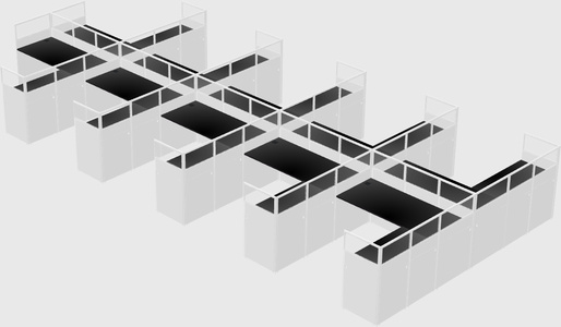Shared l-shaped cubicle