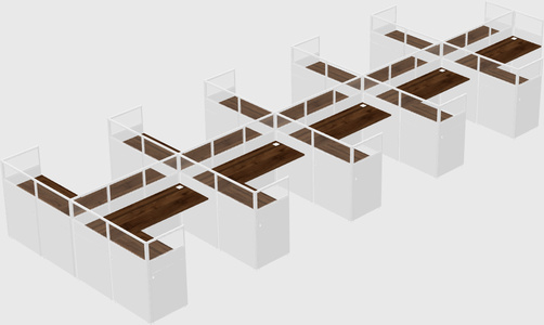 Shared l-shaped cubicle