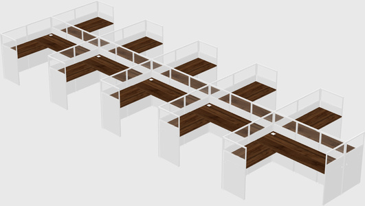 Shared l-shaped cubicle
