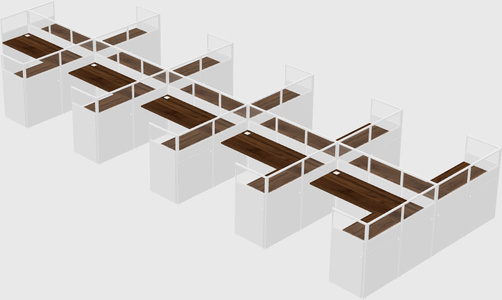 Shared l-shaped cubicle
