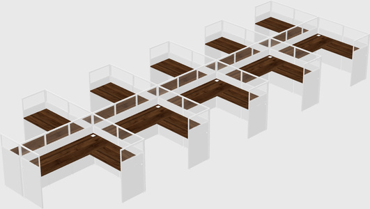 Shared l-shaped cubicle
