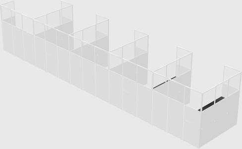 Shared l-shaped cubicle