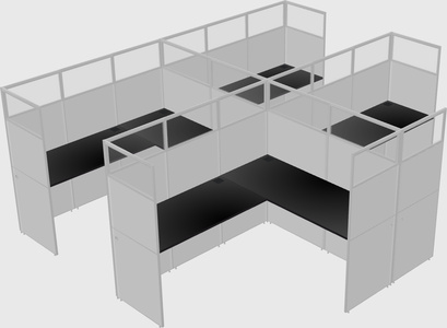 Shared l-shaped cubicle