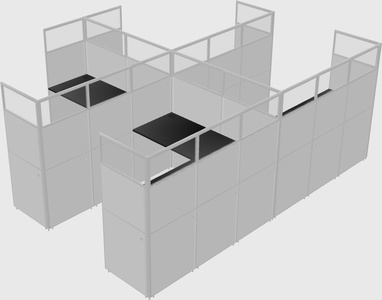 Shared l-shaped cubicle