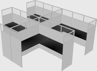 Shared l-shaped cubicle