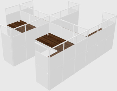 Shared l-shaped cubicle