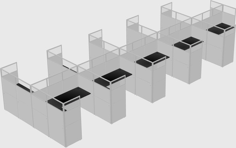 Shared l-shaped cubicle