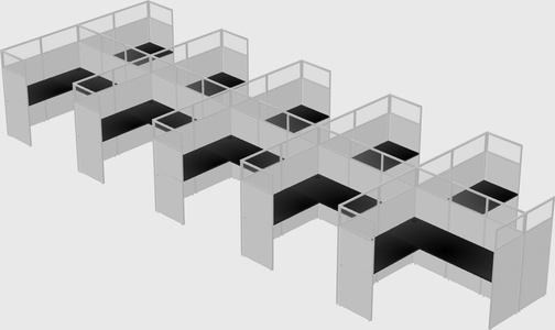 Shared l-shaped cubicle
