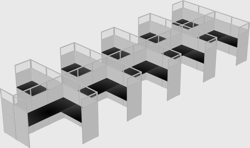 Shared l-shaped cubicle
