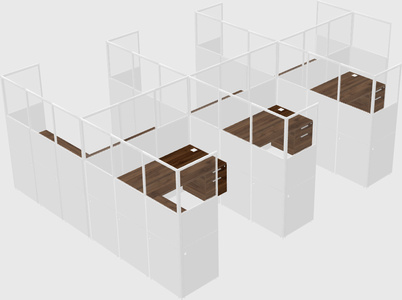 Shared l-shaped cubicle
