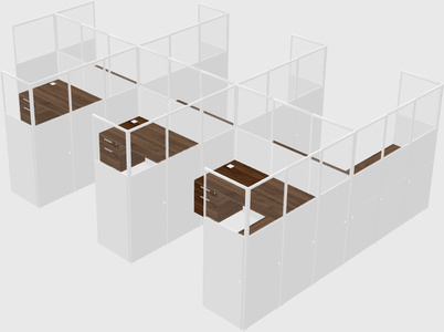 Shared l-shaped cubicle
