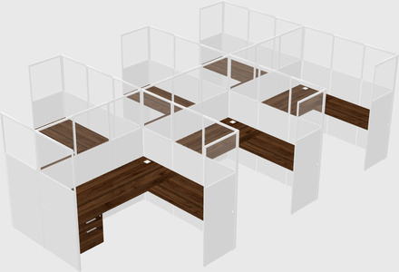 Shared l-shaped cubicle