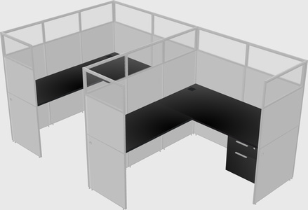 Shared l-shaped cubicle