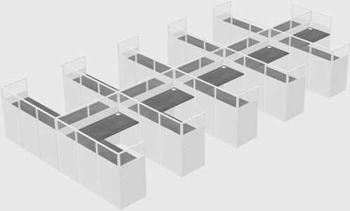 Shared l-shaped cubicle