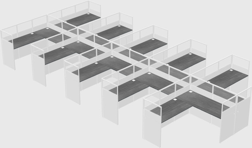 Shared l-shaped cubicle
