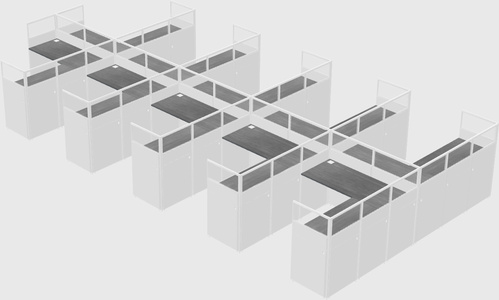 Shared l-shaped cubicle