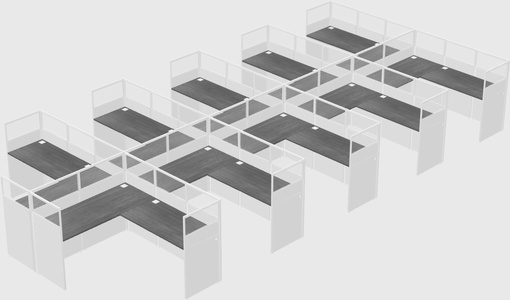 Shared l-shaped cubicle