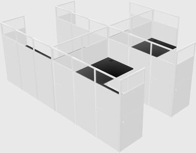 Shared l-shaped cubicle