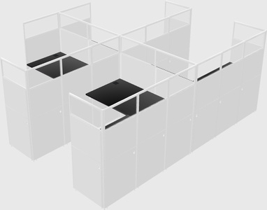 Shared l-shaped cubicle