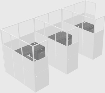 Shared l-shaped cubicle