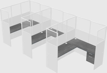 Shared l-shaped cubicle
