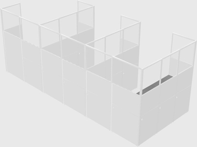 Shared l-shaped cubicle