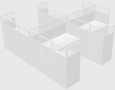 Shared l-shaped cubicle