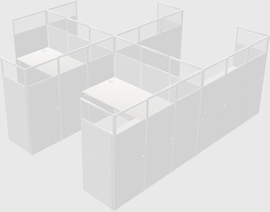Shared l-shaped cubicle