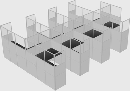 Shared l-shaped cubicle