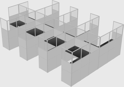 Shared l-shaped cubicle
