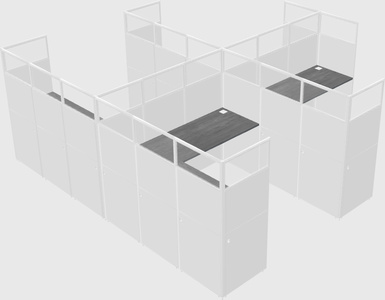 Shared l-shaped cubicle