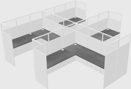 Shared l-shaped cubicle