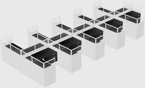 Shared l-shaped cubicle