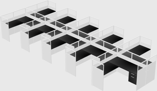 Shared l-shaped cubicle