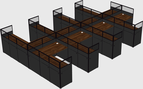 Shared l-shaped cubicle