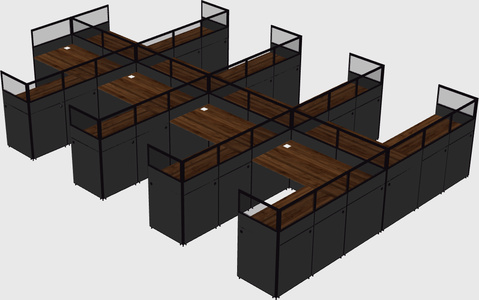Shared l-shaped cubicle