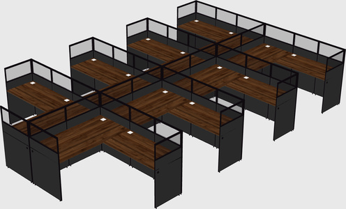 Shared l-shaped cubicle