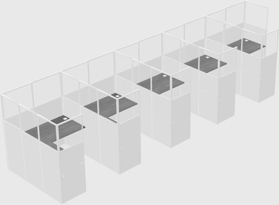 Shared l-shaped cubicle