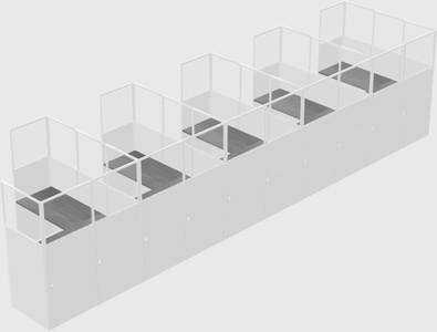 Shared l-shaped cubicle