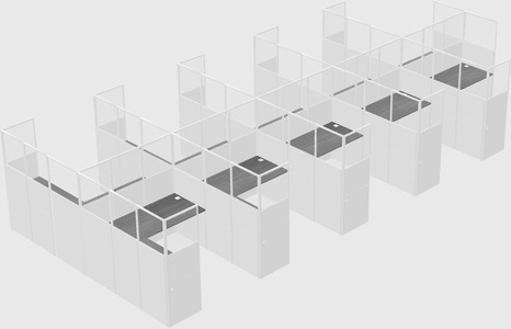 Shared l-shaped cubicle
