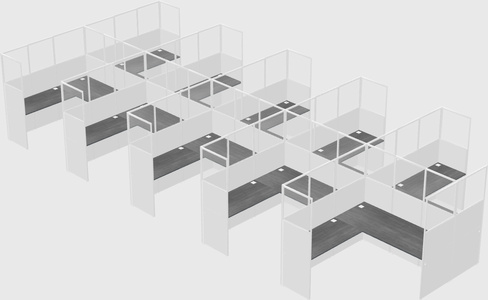 Shared l-shaped cubicle