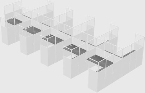 Shared l-shaped cubicle