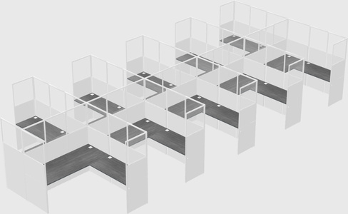 Shared l-shaped cubicle