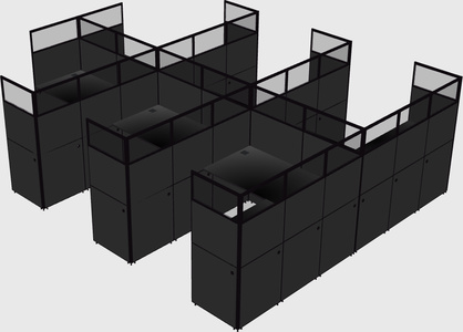 Shared l-shaped cubicle