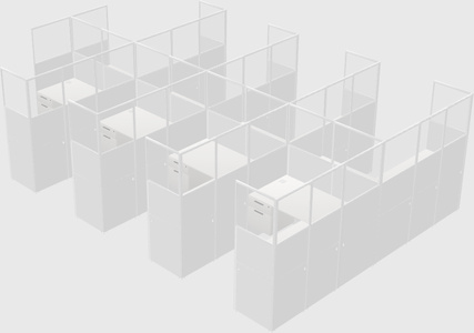 Shared l-shaped cubicle