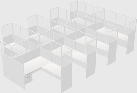 Shared l-shaped cubicle