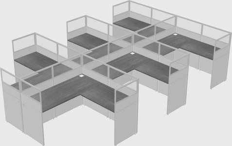 Shared l-shaped cubicle