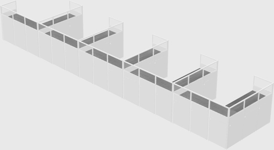 Shared l-shaped cubicle