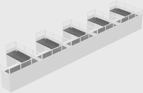 Shared l-shaped cubicle
