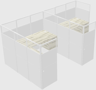 Shared l-shaped cubicle